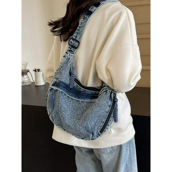 Women Denim Crossbody Bag Students Retro Hobos