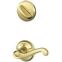 Schlage F59 FLA 605 LH Flair Interior Left-Handed Lever with Deadbolt, Bright Brass (Interior Half Only)