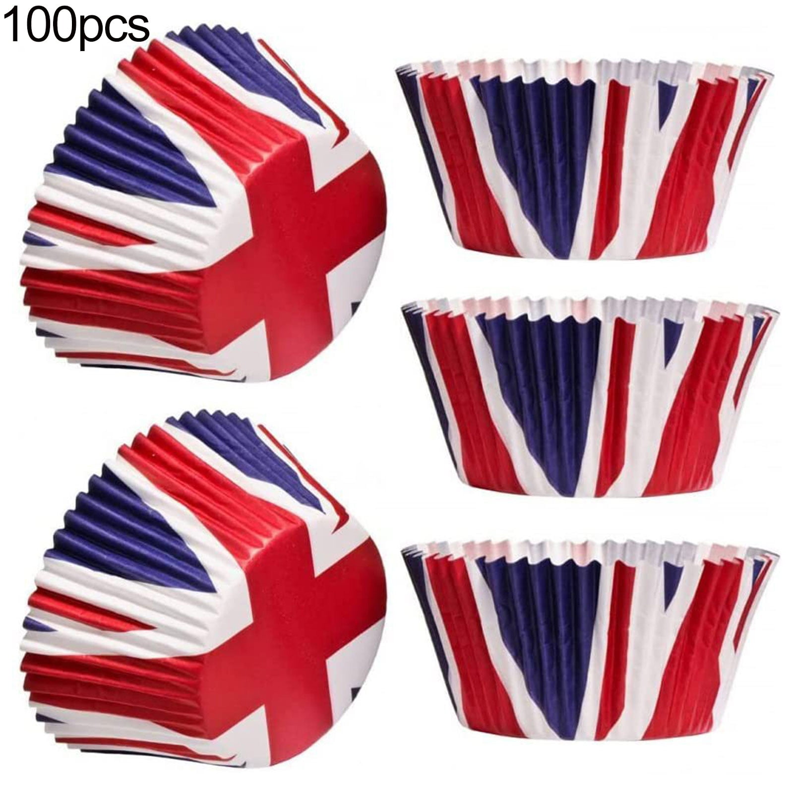 TOLUON Dessert Cups Cake Packaging Waterproof Practical Red White Blue