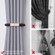 thumbnail image 3 of 4 Pack Wooden Magnetic Curtain Tiebacks Boho Home Decoration Drape Tie Backs Natural Cotton Handmade Rope Curtain Holdbacks for Thin or Thick Home & Office Window Drapery (Black), 3 of 5