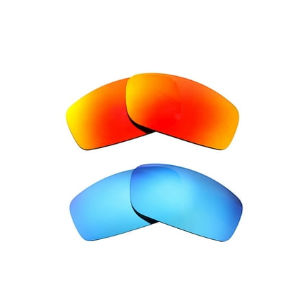 Walleva Polarized Fire Red   Ice Blue Replacement Lenses For Ray-Ban RB3364 62mm