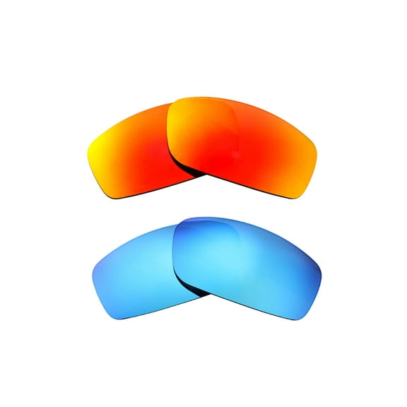 Walleva Polarized Fire Red   Ice Blue Replacement Lenses For Ray-Ban RB3364 62mm