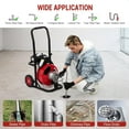 thumbnail image 7 of Roromall Auto Feed 100 FT x 3/8 inch Drain Cleaner Machine with 250W/370W Motor, Portable Sewer Snake Auger with 8 Cutters & Air-Activated Foot Switch, Fits 1" to 4" Pipes, Black & Red, 7 of 7