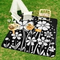 thumbnail image 6 of Black And White Ink Flower Outdoor Picnic Blanket, Foldable Waterproof Beach Mat, Portable Beach Blanket for Beach Camping, Hiking, Family Concerts, 6 of 7