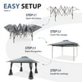 thumbnail image 5 of JOIVI 13'x13’Patio Gazebo, Outdoor Pop up Gazebo, Canopy Gazebo Tent Shelter with Mosquito Netting, Gray, 5 of 8