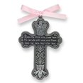 thumbnail image 1 of Crib Cross-Bless This Child with Pink Ribbon - Pewter, 1 of 1