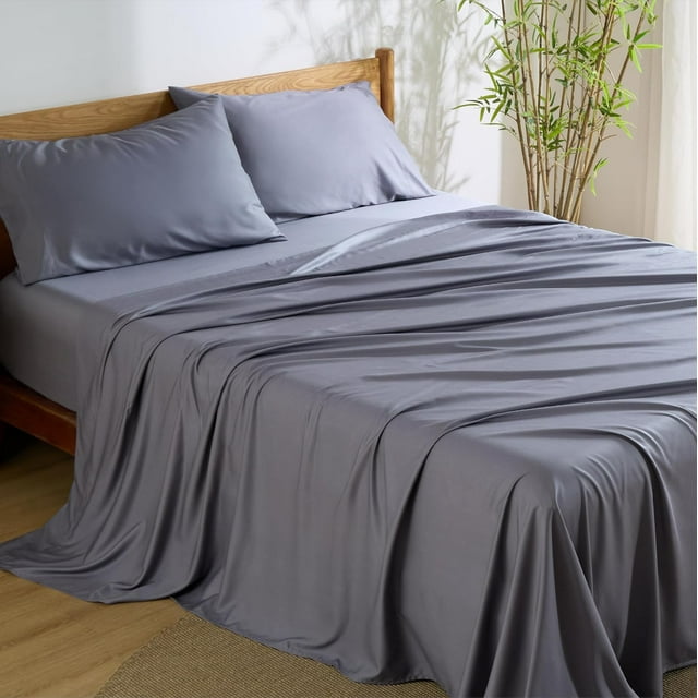 Rayon Derived from Bamboo Sheets Queen Size Set Cooling Sheets for Hot Sleepers Breathable & Soft Queen Bedsheets Deep Pocket Up to es Bedsheet & Pillowcase Sets