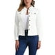 thumbnail image 1 of Chaqueta de mezclilla para mujer INSPIRE CHIC, con cuello alto, mangas largas, bolsillos con solapa, color blanco, talla S, 1 of 6