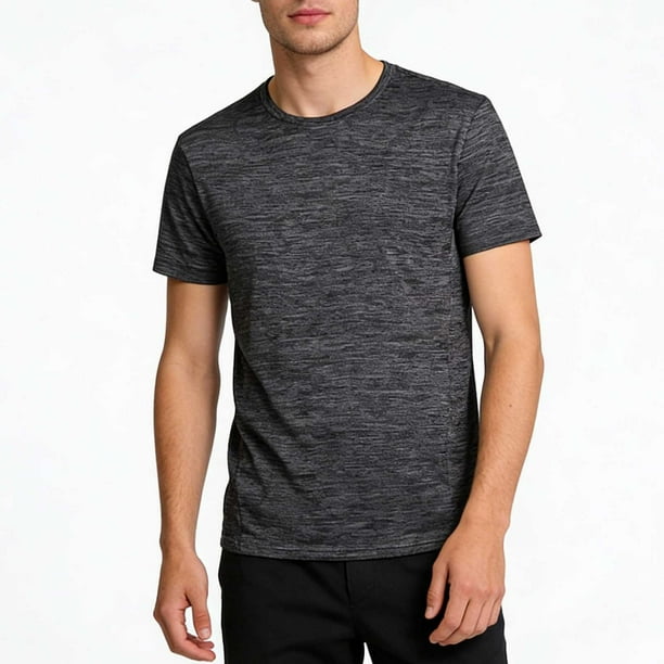 Ceisia Men's Solid Color Casual Loose Ice Silk Round Neck Sports Active T-shirt Gift