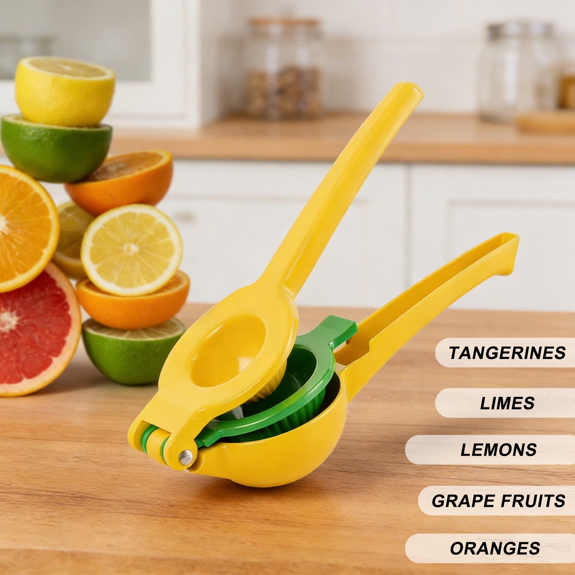 GARITIN Lemon Squeezer, Metal Lemon Juicer, Handheld Juicer for Lemon Citrus Lime Orange, Manual Citrus Squeezer, Yellow