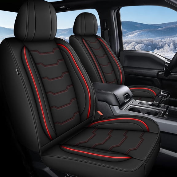 HQBQBUG Full Set Faux Leather Car Seat Covers Fit for Ford F150 2009-2025 2026, F250 F350 F450 2017-2025 2026 5-Seat Truck Pickup Seat Covers Custom Waterproof