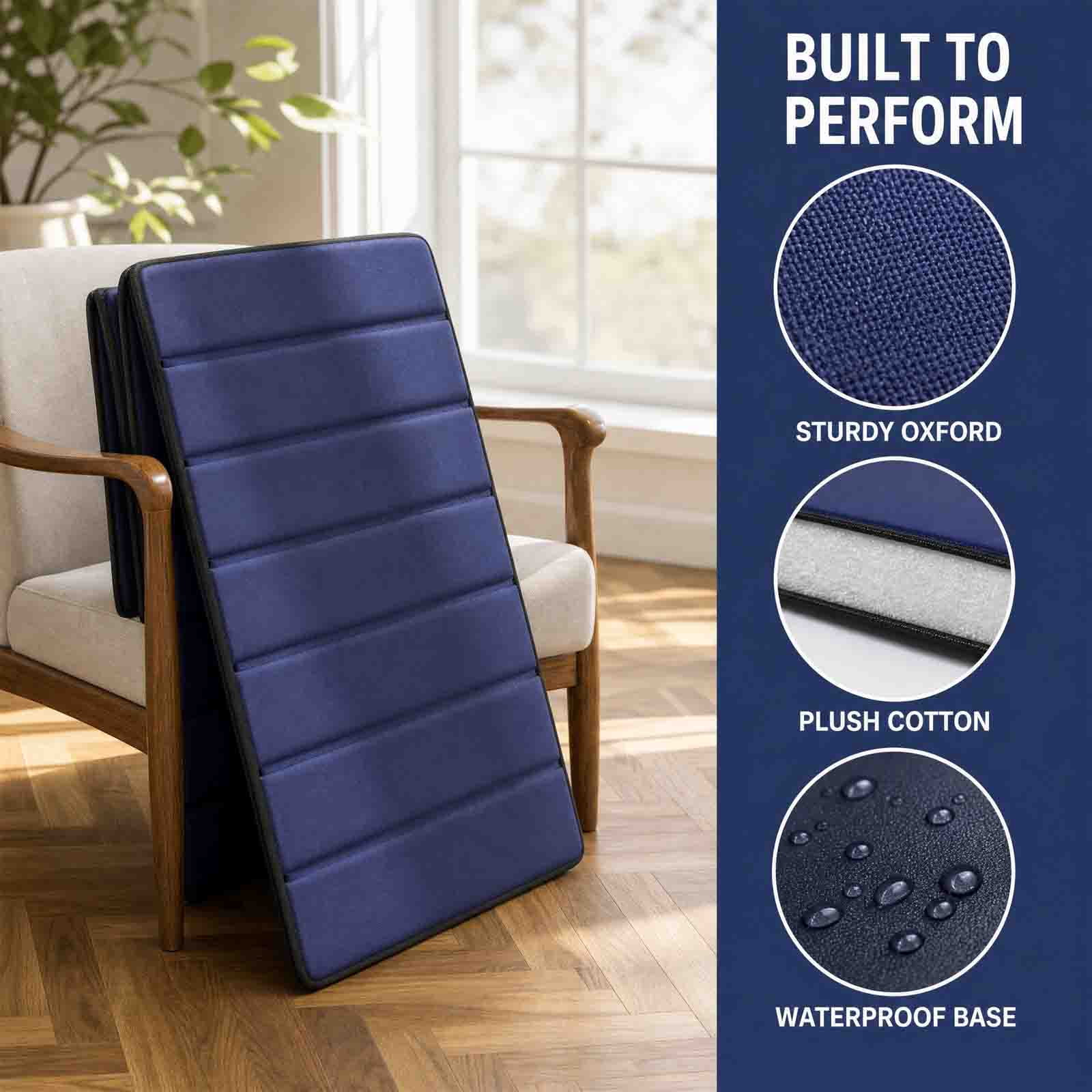Foldable Camping Sleeping Pad with Inflatable Pillow, Floor Bed Mattress Sitting Pad, Folding Waterproof Camping Pads Soft Mat, Outdoor Sleeping Mat for Hiking Travel Truck Bed Tent Yoga, Blue