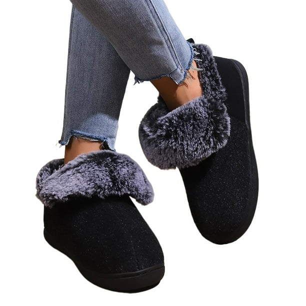 Pantuflas Con Parte Trasera Cerrada para Mujer Antideslizantes Viscoelástica Forro Felpa Sintética Suela Goma Interiores Y Exteriores