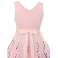 thumbnail image 2 of Big Girls Lovely V Neck Embroidered Floral Summer Party Flower Girl Dress Pink 8 (2J1K2S5), 2 of 4