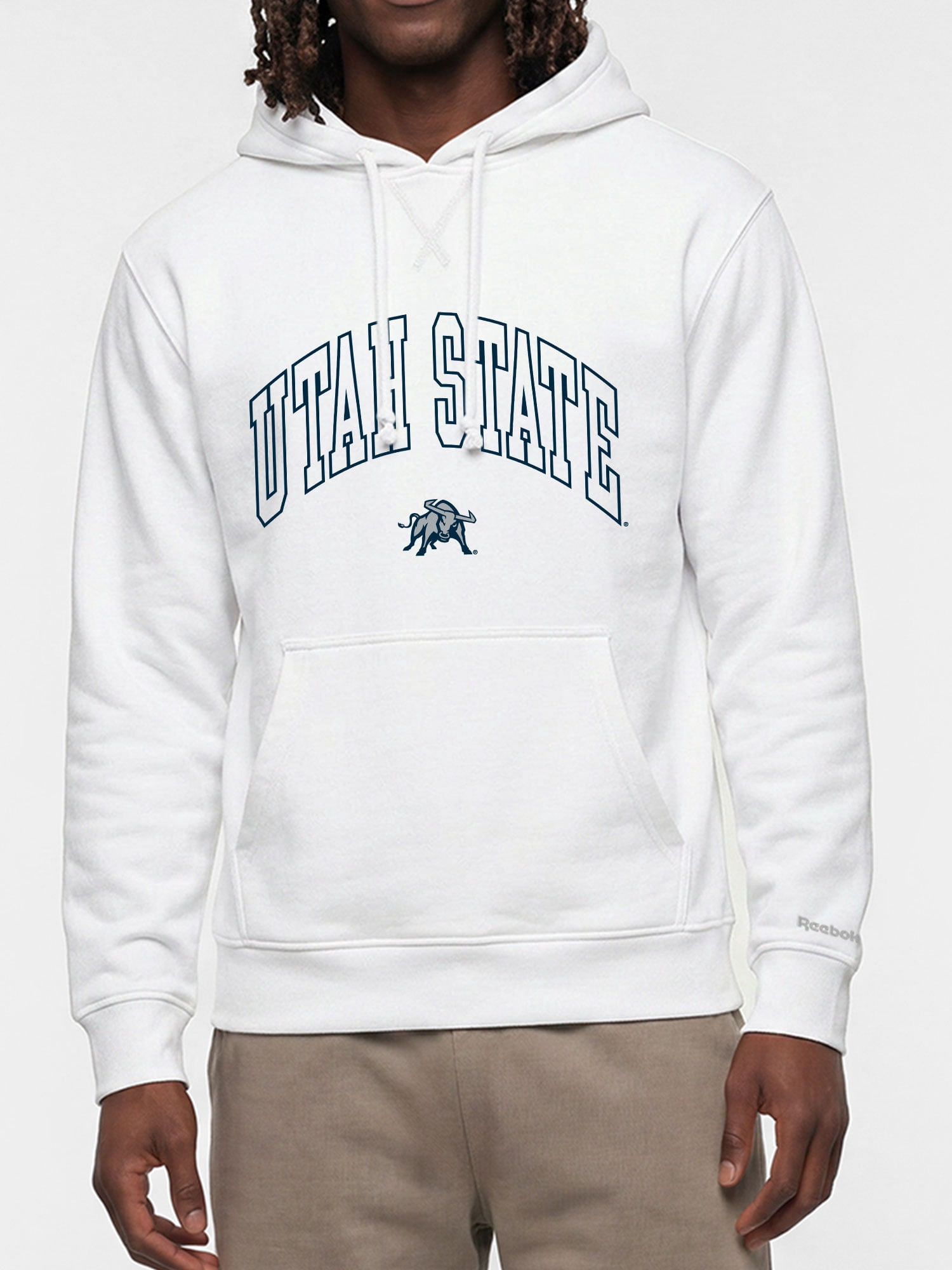 Utah State Aggies Reebok Mens White Hooded Sweatshirt