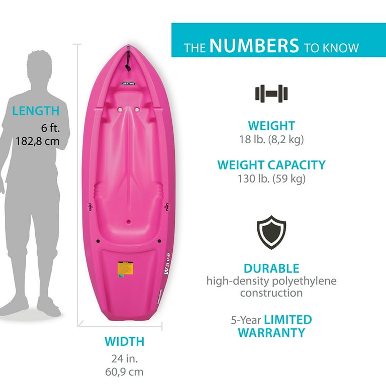 Lifetime Wave Kids Paddle 6 ft Youth Kayak, Pink (90098) - Walmart.com
