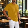 thumbnail image 5 of Men's Short Sleeve T-Shirt Crew Neck Casual Tops Solid Color Basic Plain Summer Loose Fit Shirts Khaki M, 5 of 5