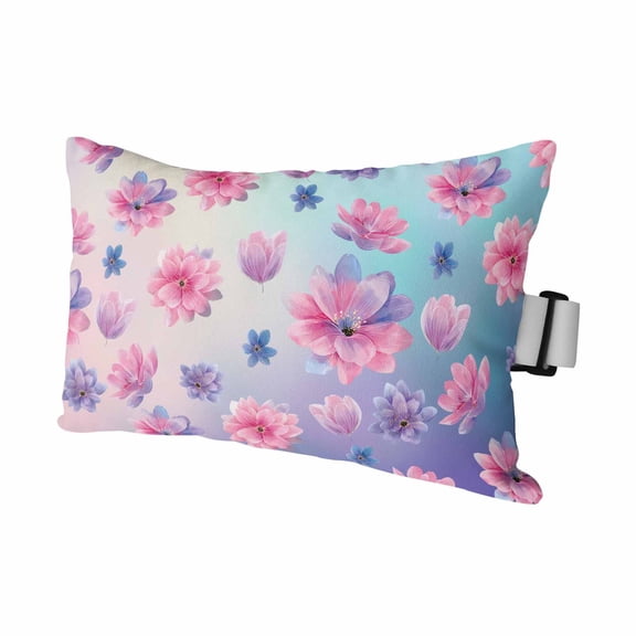 1PCS Outdoor Pillow for Chaise Lounge Chair Spring Purple Flowers Waterproof Headrest Cushion with Insert Romantic Floral Art Adjustable Lumbar Pillow for Beach Patio Poolside Office,11x16in