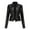 Black01, variant on Women's LeatherJacket Slim Leather Stand Collar Zip Motorcycle Suit Belt Coat Jacket Tops Pink L