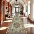 thumbnail image 4 of YOUFORTONG Hallway Washable 3’X20’ Runner Rugs,Vintage Extra Long Soft Floor Mat for Living Room,Green, 4 of 5