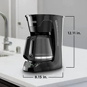BLACK+DECKER 12-Cup Programmable Coffeemaker with QuickTouch Controls, Glass Carafe, Auto Shut-Off, Black, CM1110B-1