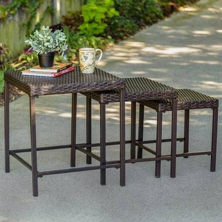 Tuscany 3-Piece Wicker Nesting Outdoor Side Table Set