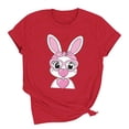 thumbnail image 6 of Mifsaly Easter tops for Women Short Sleeve Crewneck Cotton T-Shirts Bunny with Pink Heart Glasses and Bow Graphic Lightweight Breathable Versatile Summer Tees M, 6 of 6