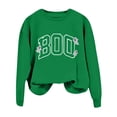 thumbnail image 2 of WEIWEN Halloween Sweatshirt for Women Cute BOO Graphic Shirts Crewneck Embroidered Ghost Pullover Fall Sweaters for Women Outfits Tops Women's Clothing Green, S, 2 of 5