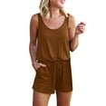 thumbnail image 2 of Womens Clothes Clearance 2025 Clearance! asdoklhq Womens Jumpsuits and Rompers,Scoop Neck Sleeveless Casual Short Jumpsuit Rompers With Pockets, 2 of 9