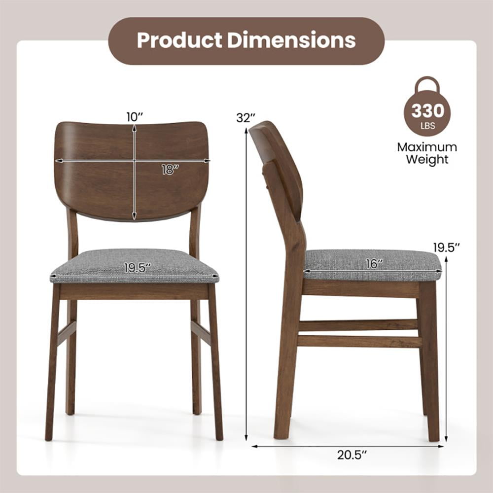 Barara King Dining Chair,Dining Room Chair,Farmhouse Upholstered Kitchen Chairs Set of 2 with Rubber Wood Frame-Gray
