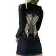 thumbnail image 2 of Douhoow Women Gothic Hooded Dresses Diamonds Wings Print Dress Zipper Bodycon One Piece, 2 of 9
