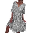 thumbnail image 2 of Pisexur Robe à Manches Courtes Col en V Robe Décontractée à Manches Courtes pour Femmes Robe Décontractée à Bretelles Robe Femme, 2 of 5