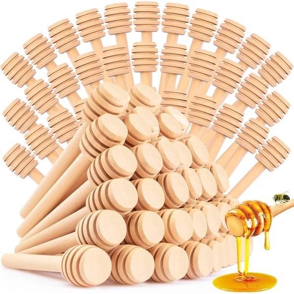 Kiibsot 25Pcs/50Pcs Honey Dipper Sticks - Wooden Honey Dipper, 3 Inch Mini Honeycomb Stick, Honey Stirrer Stick for Honey Jar Dispense Drizzle Honey and Wedding Party Present