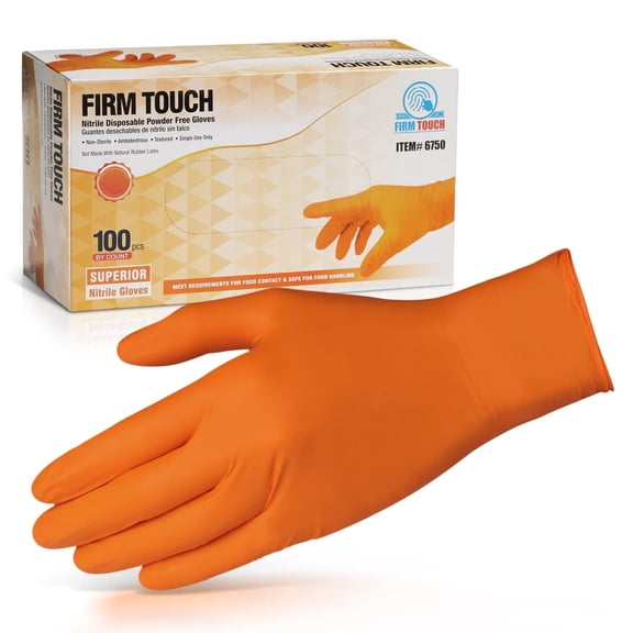 Glove Station Disposable Nitrile Gloves for Kitchen and Household - Multi Use Non-Latex Textured Gloves for Cleaning, Cooking, Food Handling - 5MM- 100-Count-XXL-Orange