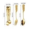 thumbnail image 2 of Hiroekza Vintage Rose Stainless Steel Ice Clip, Spoon & Fork Set - Elegant Coffee Spoon, Sugar Tongs & Dessert Utensils Gold, 2 of 5