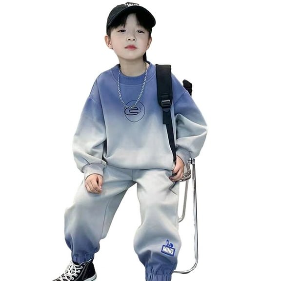 Esaierr Kids 2Pcs Spring Autumn Sweatshirt Sweatpants Outfits Toddler Pullover Round Neck Sweatsuit Jogger Pants Sets Youth Track Suits for Boys,for 4-14Y