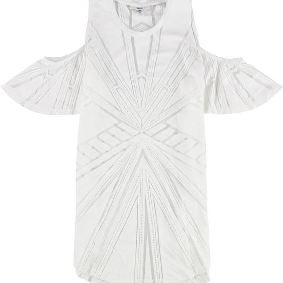 bar III Womens Sheer Burnout Knit Blouse, White, Medium