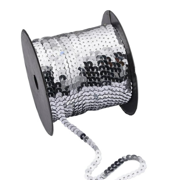 kurtrusly ABS Shiny Elastic Sequin Ribbon String For DIY Crafting Supply 91.44M 6mm Sequin Trim Elastic A 6mm 100yards