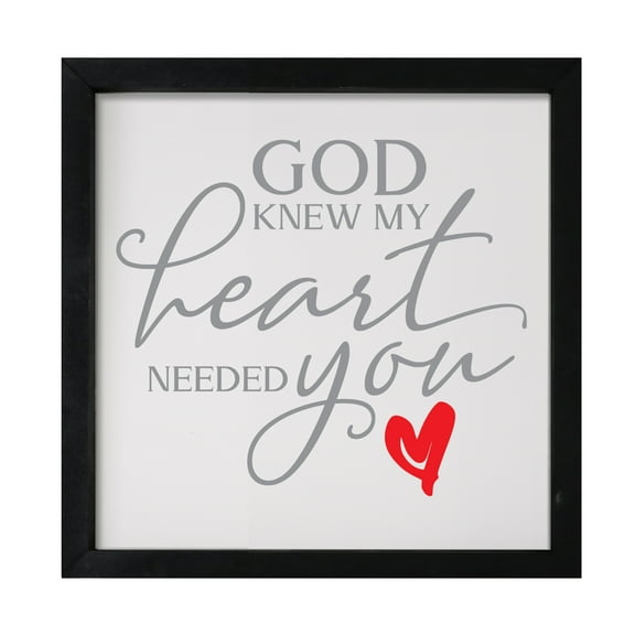 LifeSong Milestones 7x7 Modern Inspirational Framed Shadow Box for Wall Decoration - God Knew My Heart Needed You (Heart) (Ivory)