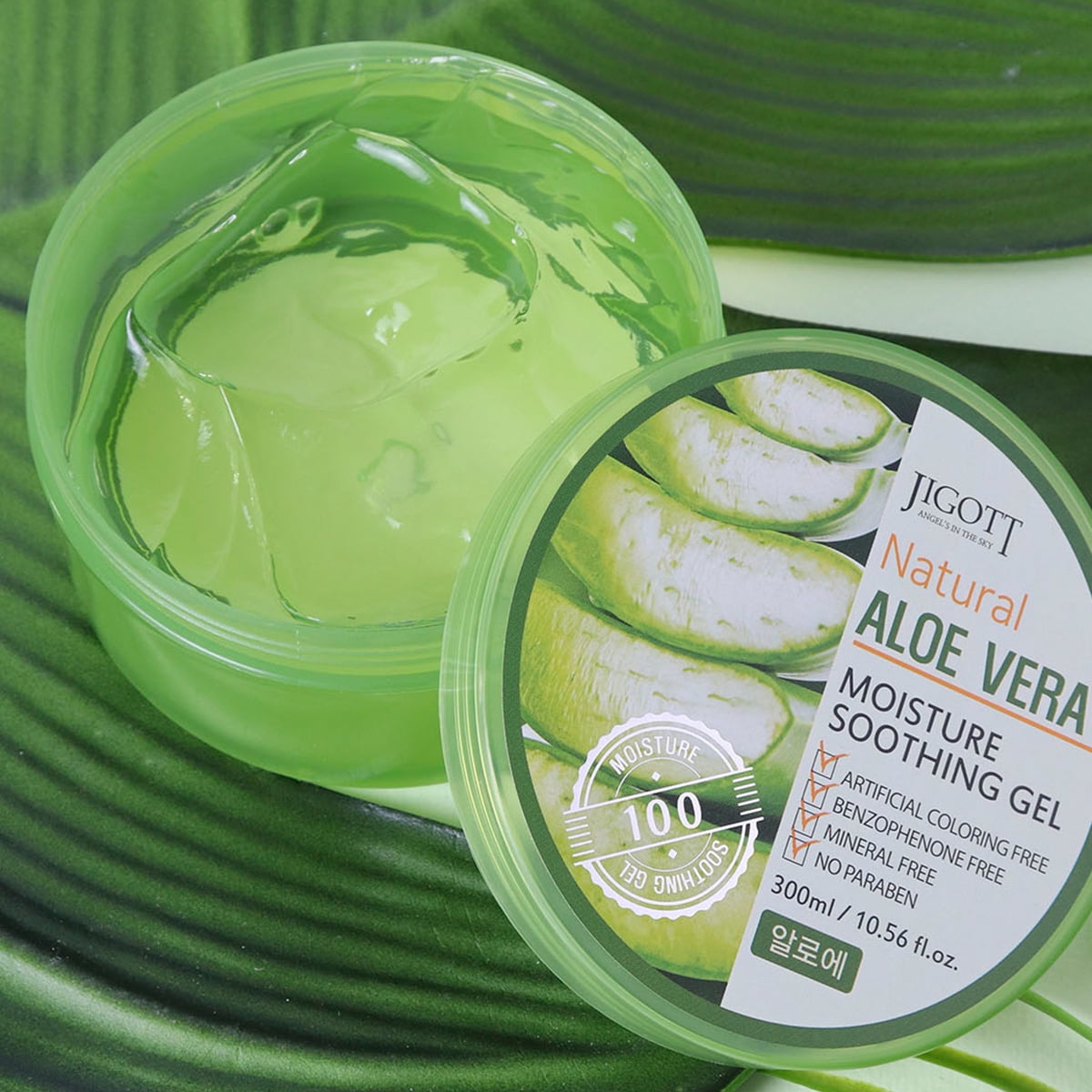Jigott Natural Aloe Vera Moisture Soothing Gel 2 pack, (10.56 fl