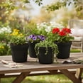 thumbnail image 2 of Bloem Saturn 7" Round Plastic Planter - Indoor/Outdoor, Snap-in Saucer & Drainage Holes, Black, 4-Pack, 2 of 9