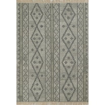 Momeni Bristol Hand Woven Wool and Cotton Geometric Grey Area Rug 8' X 10'