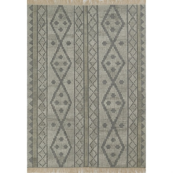 Momeni Bristol Hand Woven Wool and Cotton Geometric Grey Area Rug 8' X 10'