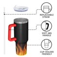 thumbnail image 4 of 40oz Tumbler with Handle and Straw, Vacuum Insulated Stainless Steel Travel Mug, Fits Car Cup Holder, Flame Print, 4 of 6