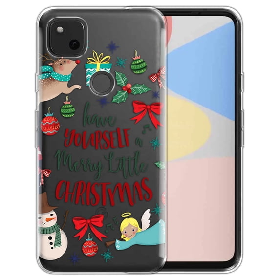 WIRESTER Transparent Soft Gel TPU Clear Case Slim Protective Cover for Google Pixel 4a 5.8" 2020, Have Yourself A Merry Little Christmas