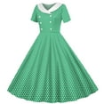 thumbnail image 5 of Kids Girls 50s Polka Dot Vintage Dresses Short Sleeve Swing Party Rockabilly Dress Retro Wedding Casual Skater Dress, 5 of 5