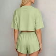 thumbnail image 5 of jobturf Casual Two Piece Sets for Women Short Sleeve Crop Top and High Waist Split Hem Shorts Set Summer Tracksuit Matching Outfits S-XL, 5 of 5