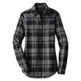 thumbnail image 4 of Yellow Rooster Flannel Shirts For Women Plaid Jackets Long Sleeve Button Down Grey/ Black L, 4 of 6