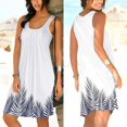 thumbnail image 2 of BJYX Sundress Femmes Casual Robe d'Été Cou Sans Manches Plissé Imprimé Beachwear Tank Sundresses Swing Robe, 2 of 5