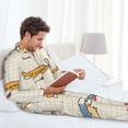 thumbnail image 6 of Honeii Striped Vintage Planes Pattern Mens Pajamas Set,2pcs Men's Lounge Long Sleeve Sleep Shirt and Pajama Bottoms Sleepwear Set,Mens Pjs Sets-X-Large, 6 of 7
